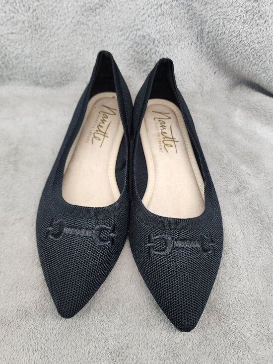 Nanette Lepore Shoes Womens 7.5 Black Pointed Toe Ballet Flats *Read* - Picture 3 of 11